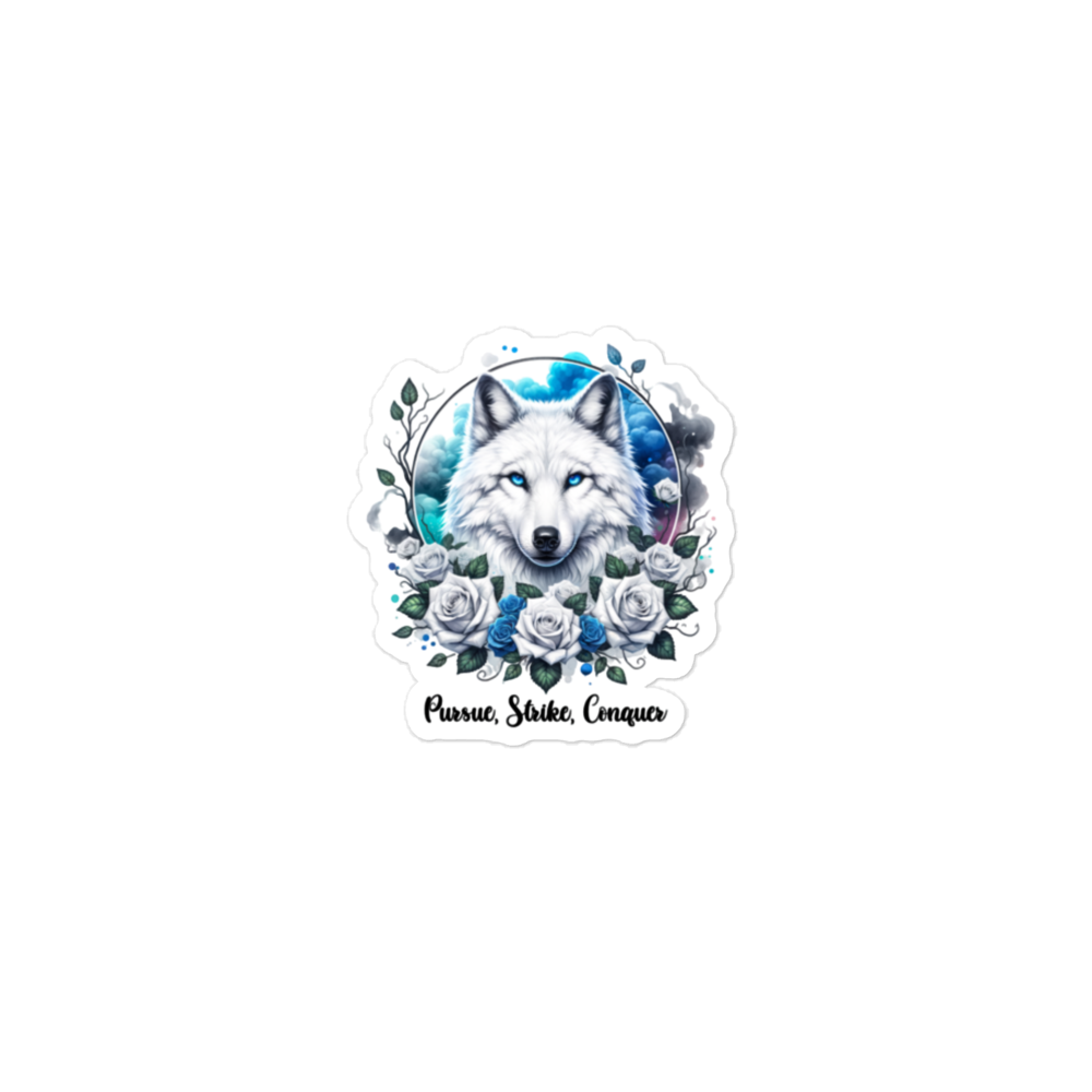 Pursue, Strike, Conquer - Wolf of Florals Sticker