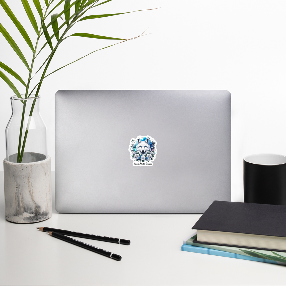 Pursue, Strike, Conquer - Wolf of Florals Sticker