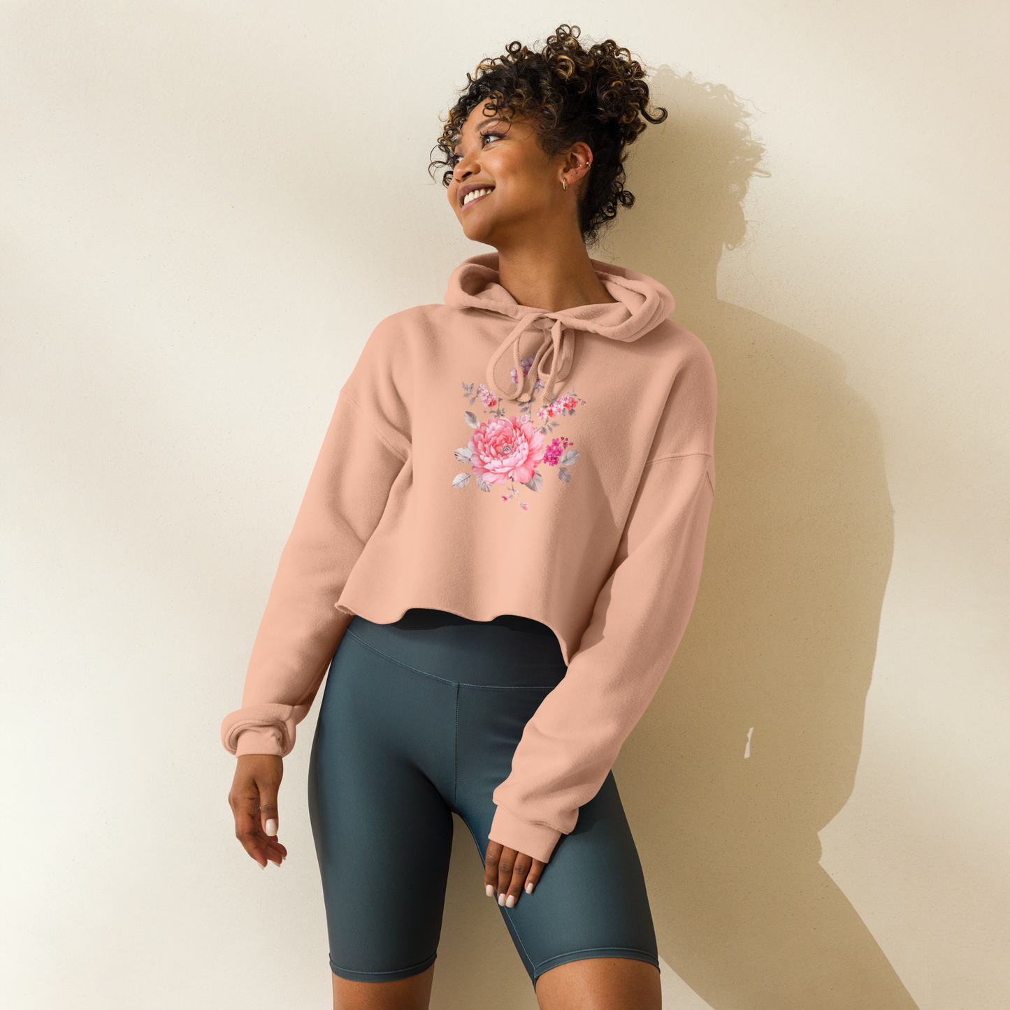 Soft-Petaled Peonie - Women's Cropped Hoodie