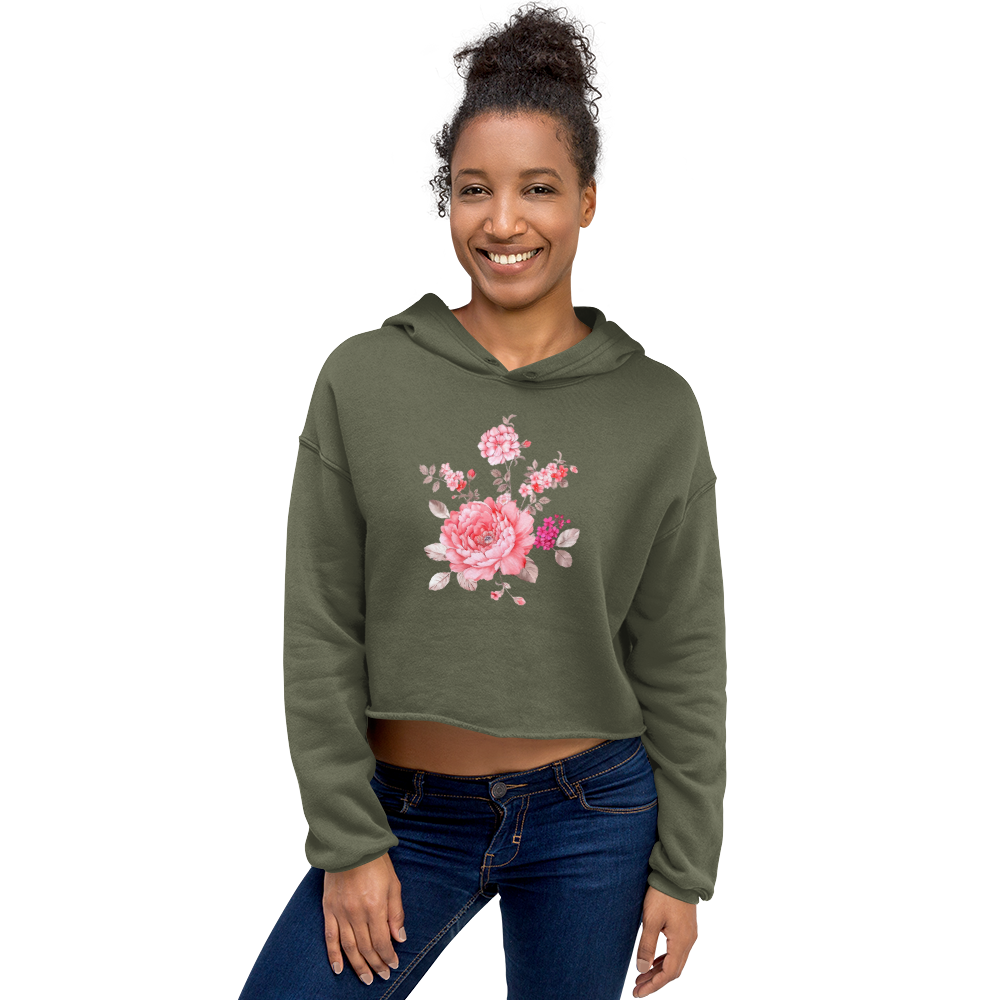 Soft-Petaled Peonie - Women's Cropped Hoodie