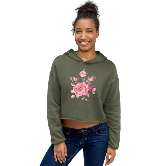 Soft-Petaled Peonie - Women's Cropped Hoodie