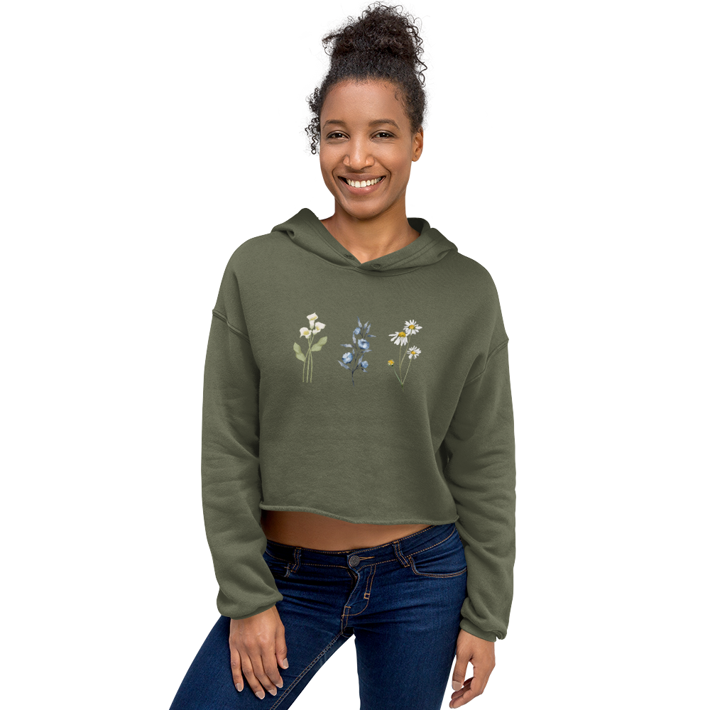 Women's Cropped Flower Stems Hoodie