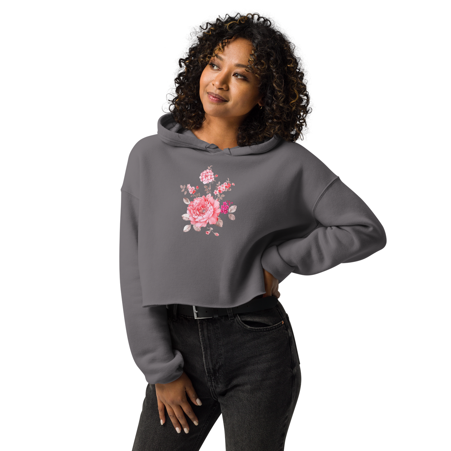 Soft-Petaled Peonie - Women's Cropped Hoodie